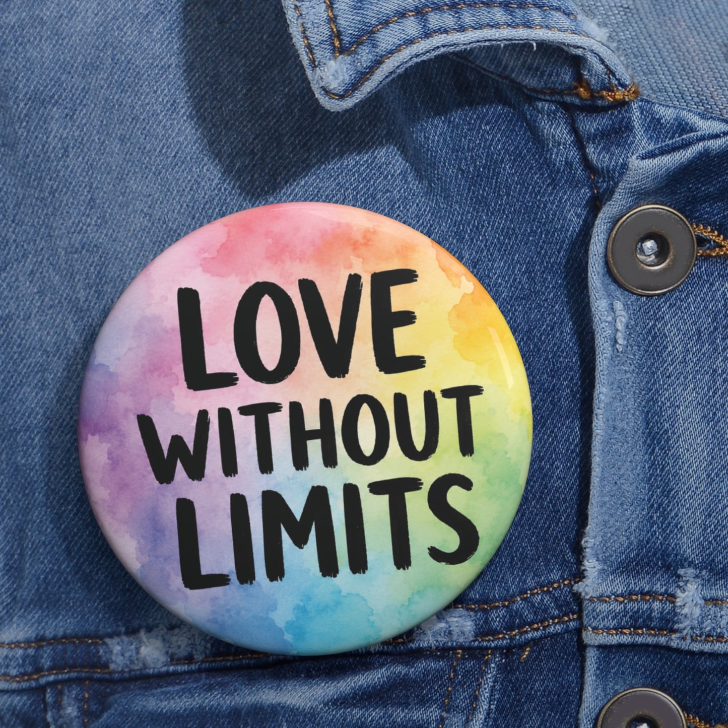 Love Without Limits | Watercolor Pride Button