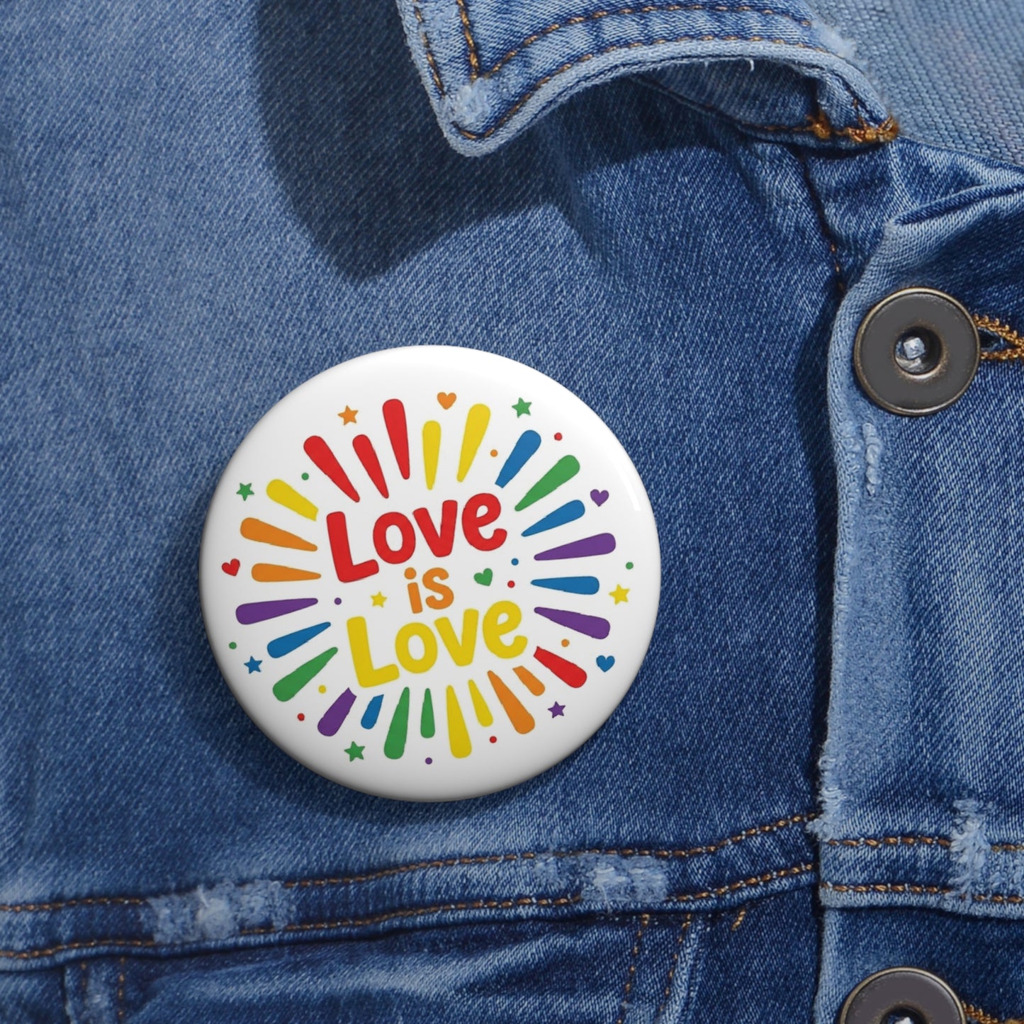 Love Is Love | Rainbow Starburst Pride Button