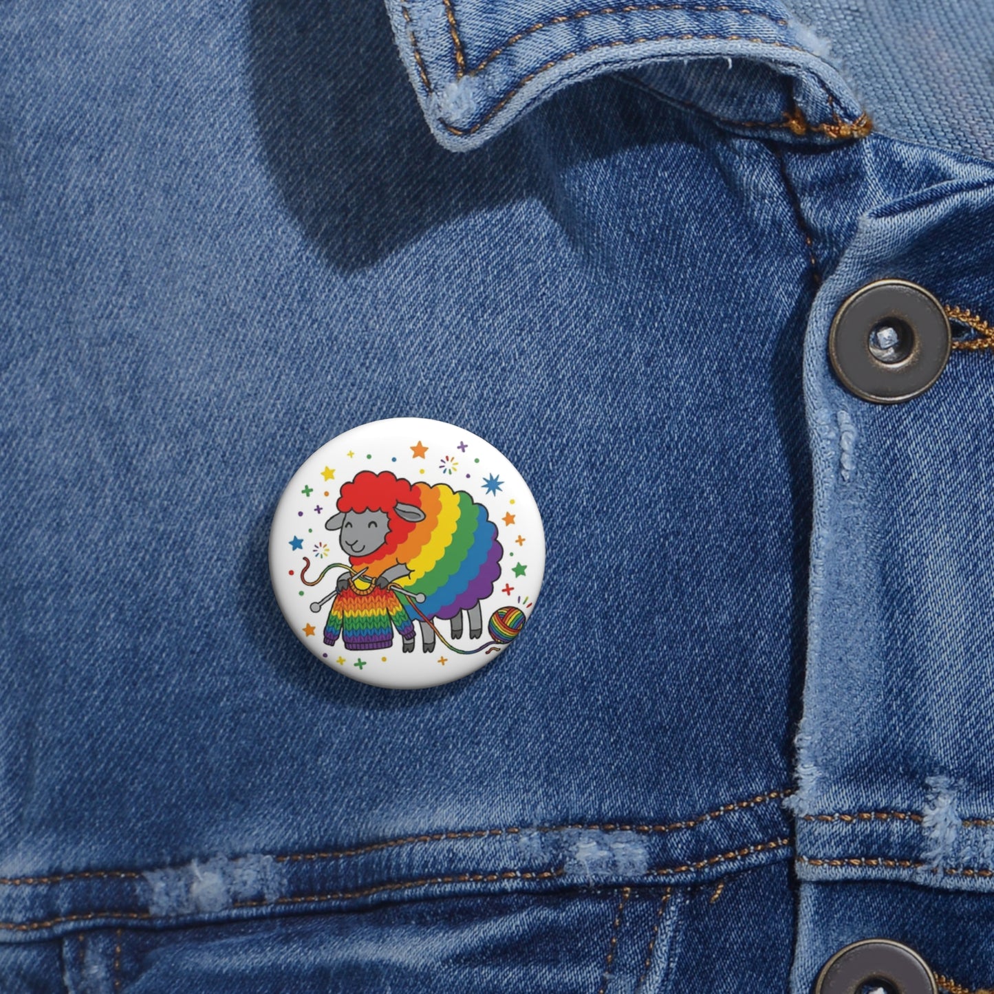 Proud Sheep | Rainbow Knitting Pride Button