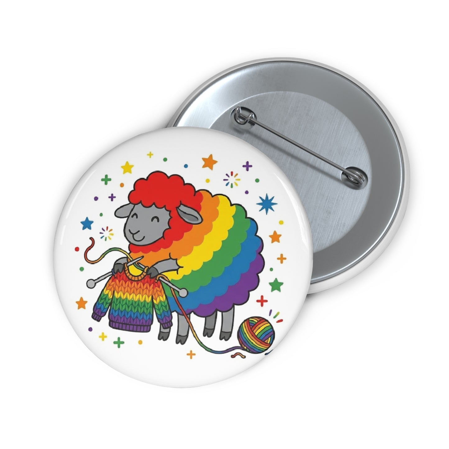 Proud Sheep | Rainbow Knitting Pride Button