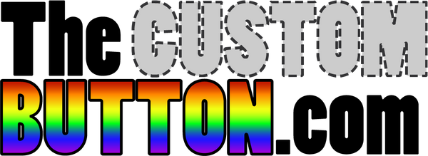 The custom button logo rainbow letters on transparent background.